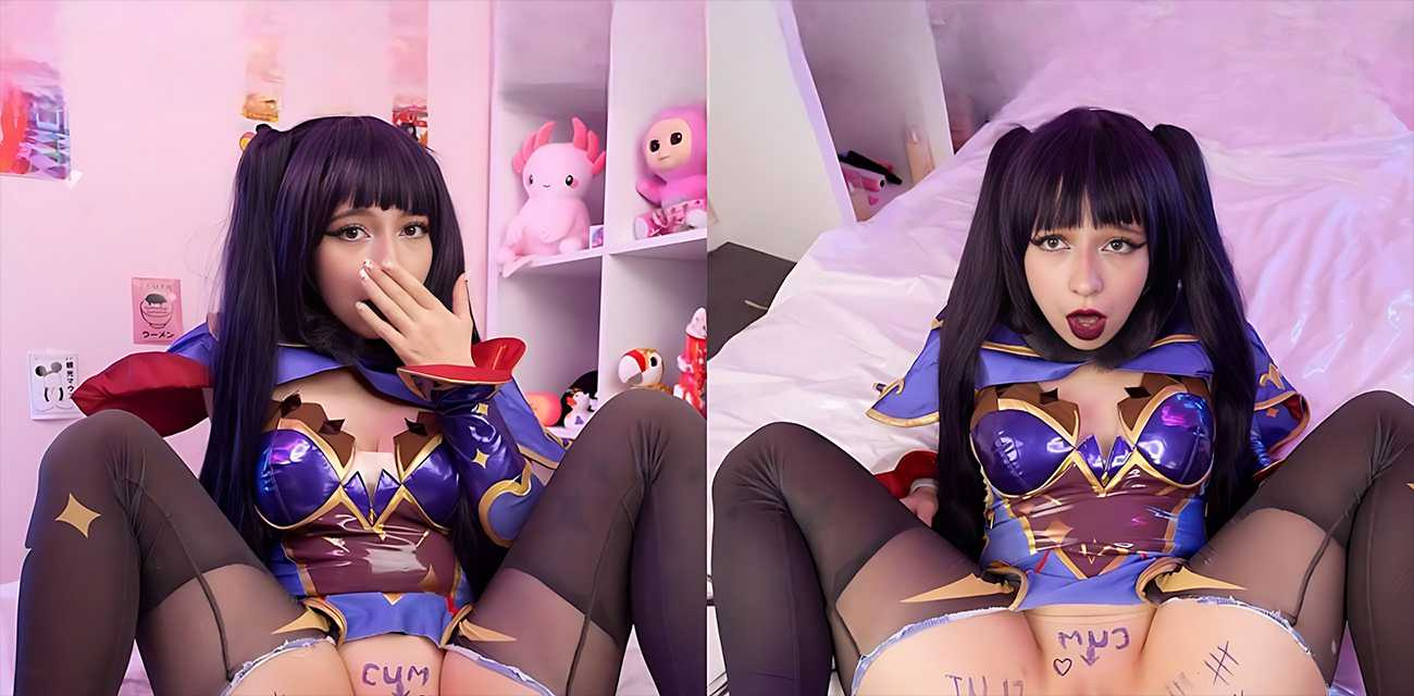 欧美网黄【Cyberlycrush】付费视频，cos莫娜炮击自慰猛攻骚穴，多体位爆操后深喉口爆