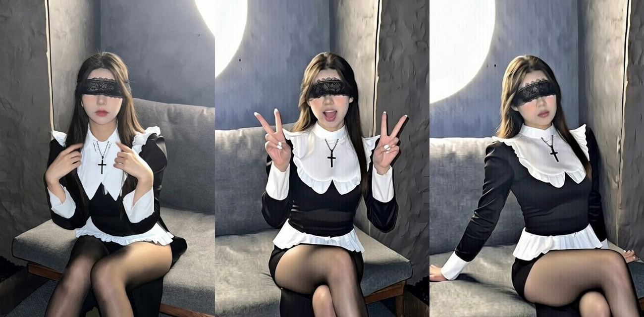 极品御姐【chloelin520】修女制服私拍，轻薄黑丝美腿挑逗诱惑，近距离展示足交榨精技巧