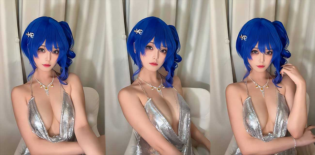 推特性感尤物【蜜汁猫裘】圣路易礼服魅惑演绎优雅身姿，巨乳半露乳沟深邃如渊