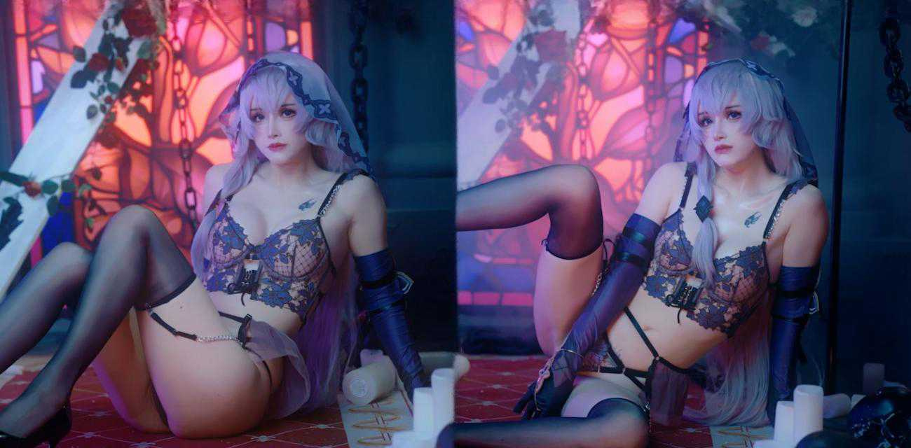 高人气福利姬【鹿八岁】4K超清写真，链条与黑丝缠绕雪白肌肤，妩媚眼神让人魂魄尽散