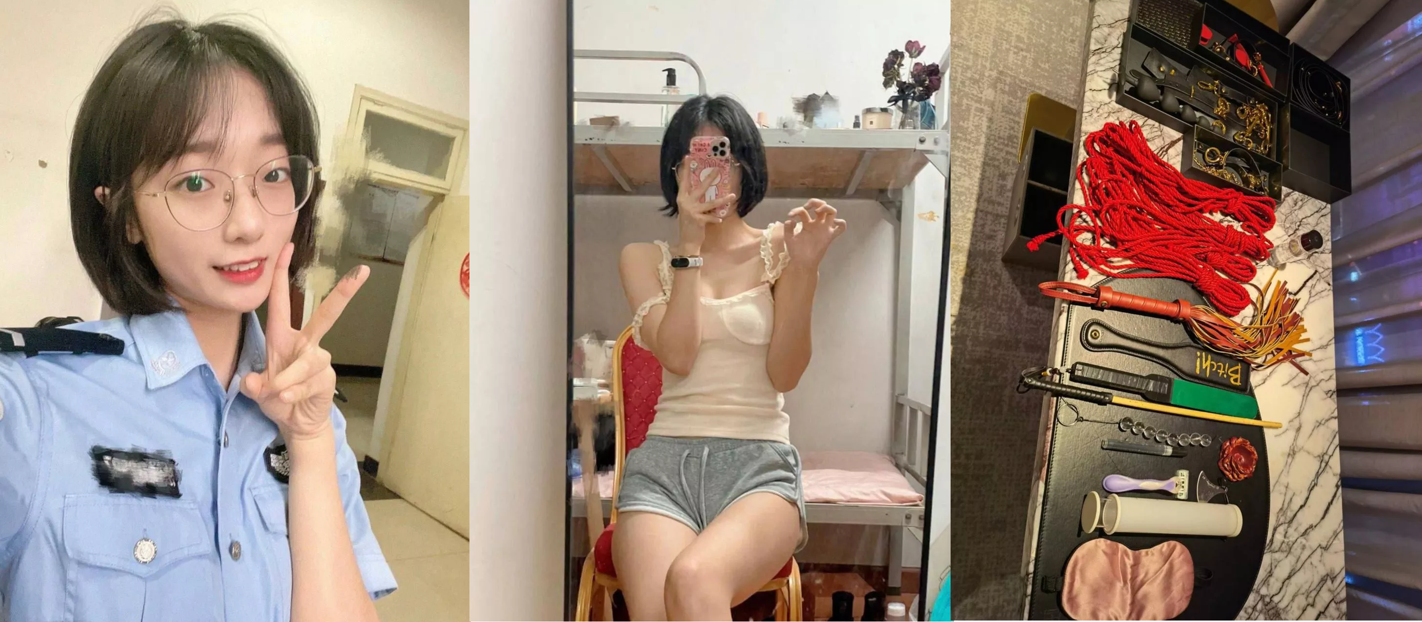 超高颜值的警花学生，被调教大神阿司&Yuzha调教的服服贴贴，丰满翘臀被后入狂扇